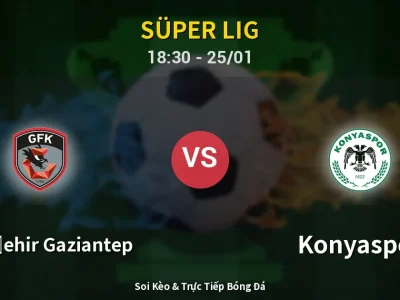 Kết Quả: Gazişehir Gaziantep 1-1 Konyaspor – Highlight & Bàn Thắng | Süper Lig
